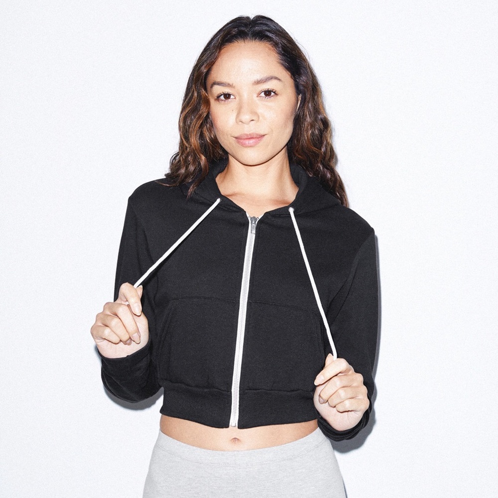 American Apparel Flex Fleece Cropped Zip Hoodie